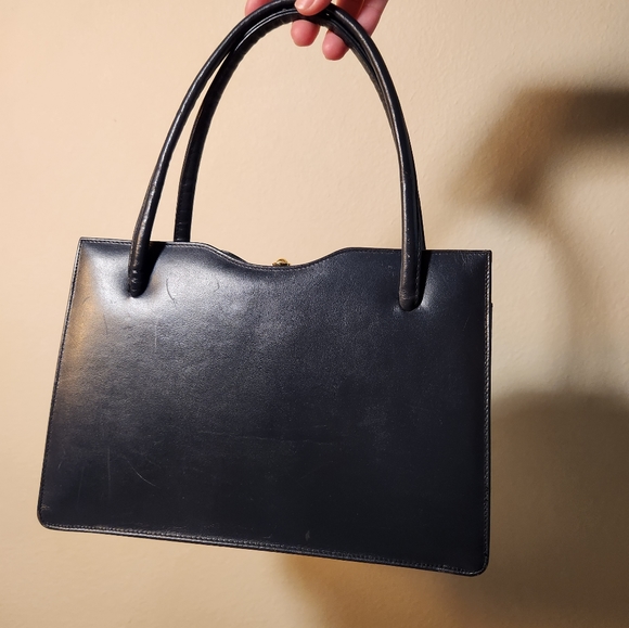Vintage Navy Blue Genuine Leather shoulder bag - Picture 3 of 9